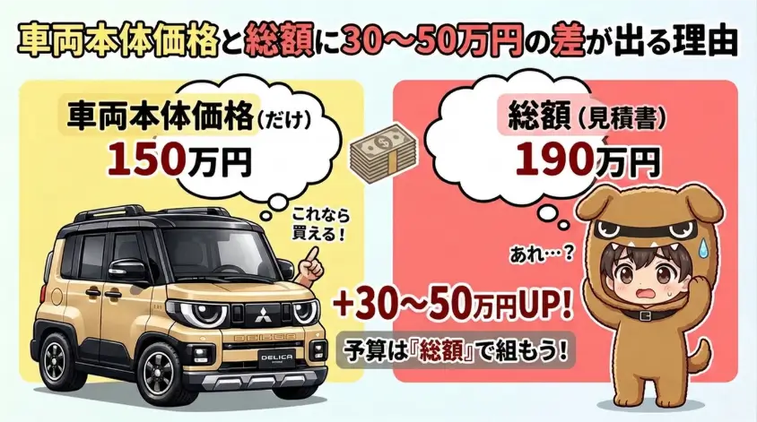 車両本体価格と総額に30〜50万円の差が出る理由