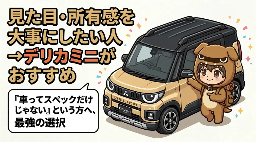 見た目・所有感を大事にしたい人→デリカミニがおすすめ