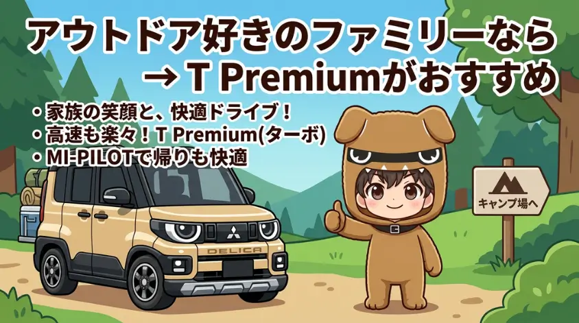 アウトドア好きのファミリーなら → T Premiumがおすすめ