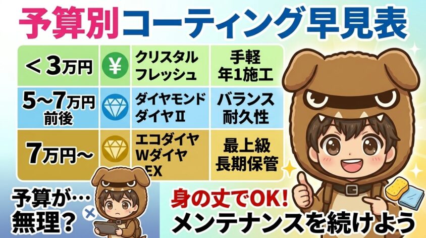 予算別のおすすめコース早見表