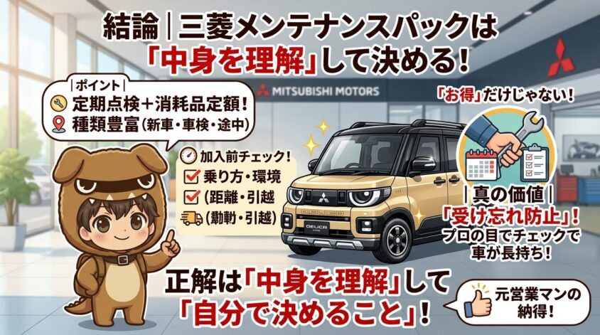 まとめ|三菱メンテナンスパックは「内容を理解してから判断」が正解