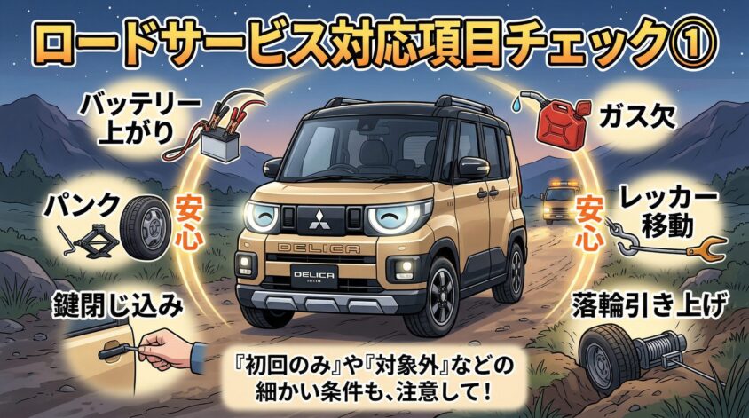 ロードサービスの対応項目を確認