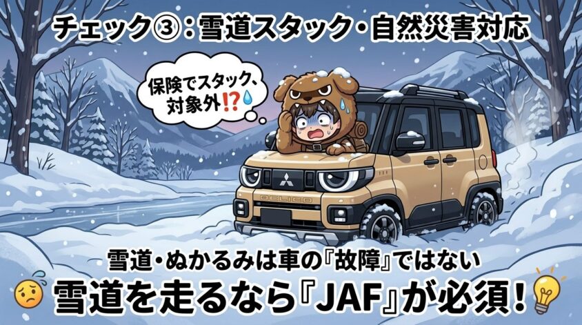 雪道スタック・自然災害時の対応可否を確認