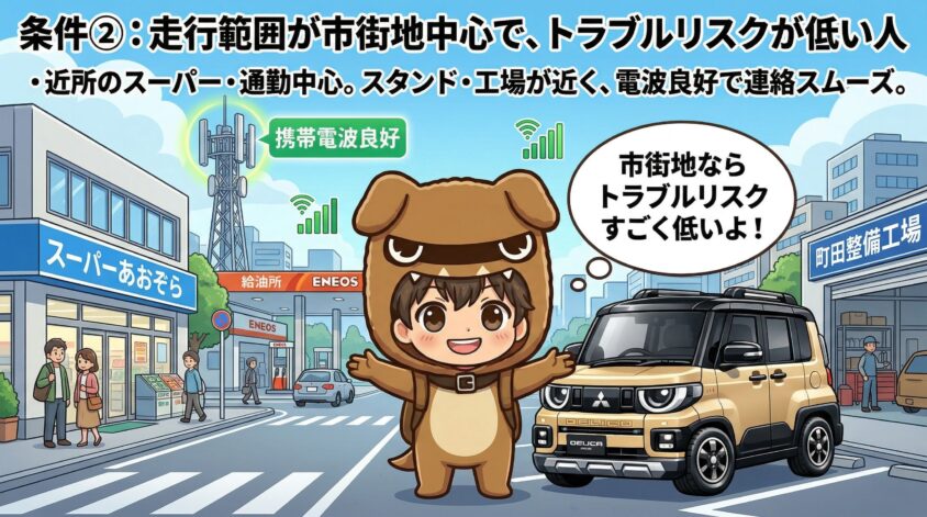 走行範囲が市街地中心で、トラブルリスクが低い人