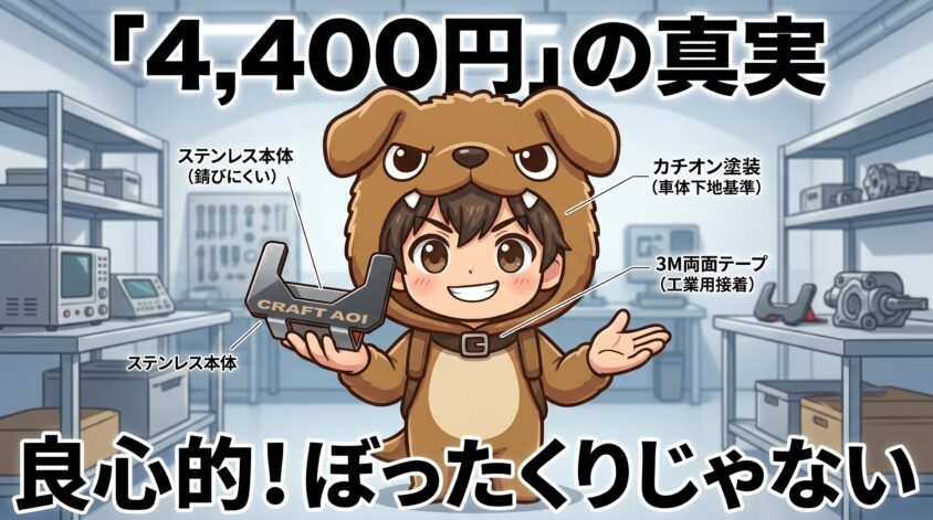 ステンレス×カチオン塗装×3M両面テープ