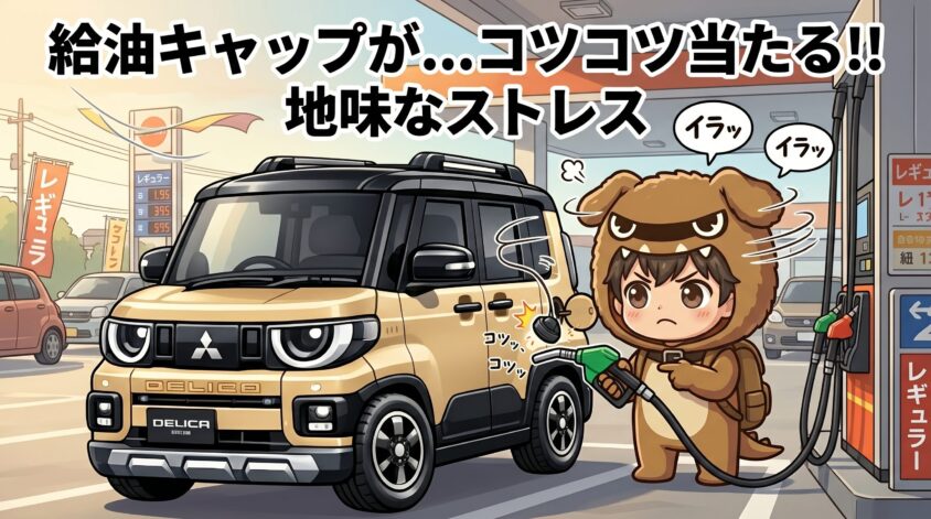 ガソリンスタンドで自分の前にゆらゆら、塗装にコツコツ