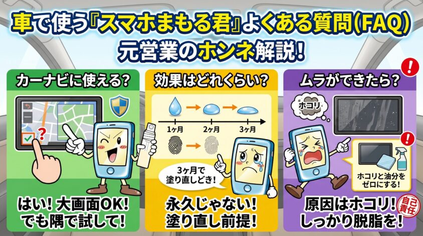 スマホまもる君を車に使うときのよくある質問（FAQ）