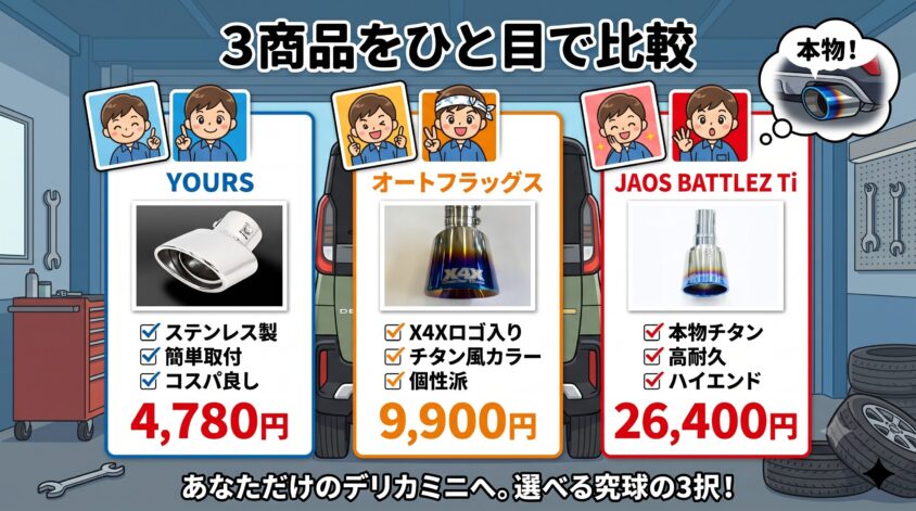 3商品をひと目で比較