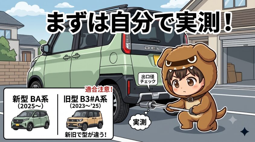 純正マフラーの出口サイズ・形状を確認する