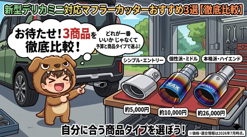 新型デリカミニ対応マフラーカッターおすすめ3選【徹底比較】