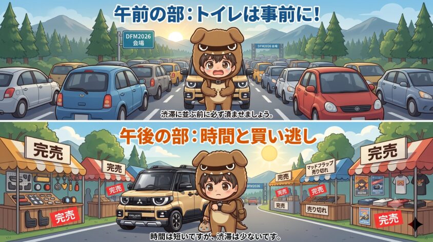 午前の部と午後の部で、渋滞がまるで違う