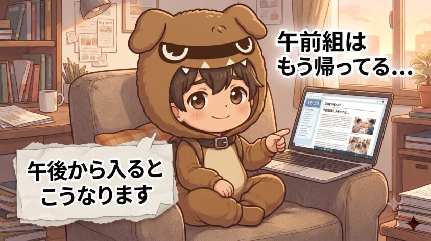 当日の動き方のリアル。午後の部から入るとこうなります