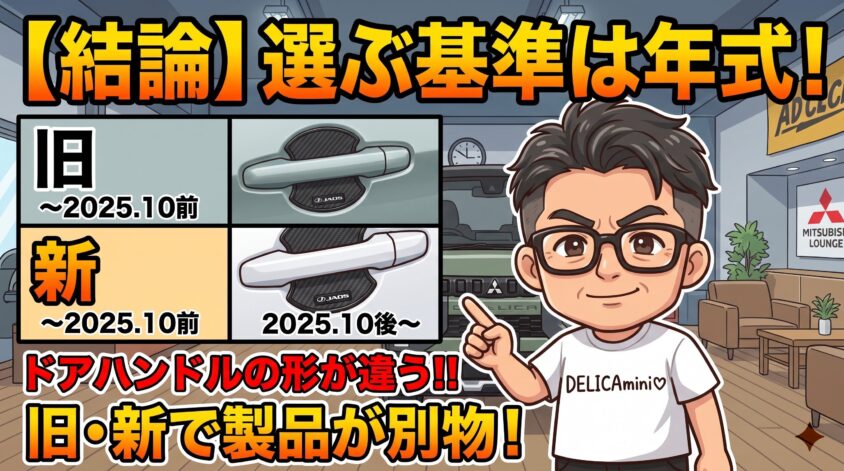 デリカミニ用のJAOSドアハンドルプロテクターは3種類