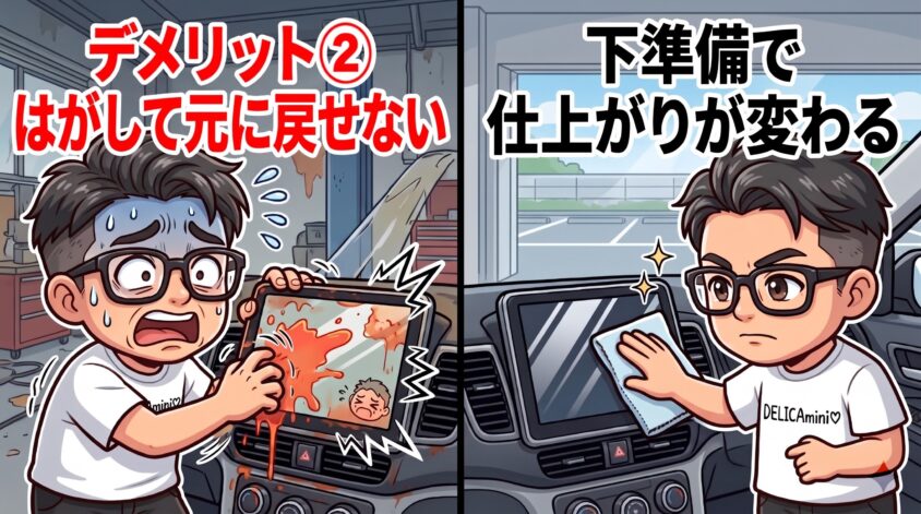 はがして元に戻せない・下準備で仕上がりが変わる