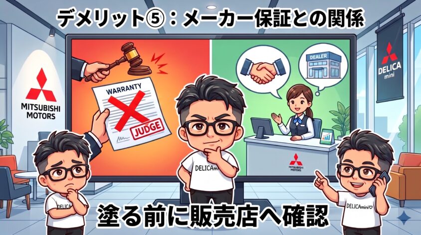 デメリット⑤:メーカー保証との関係(塗る前に販売店へ確認)