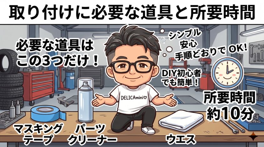 取り付けに必要な道具と所要時間