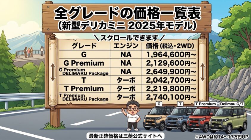 全グレードの価格一覧表