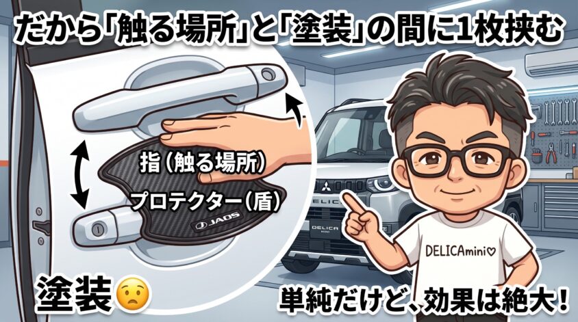 「触る場所」と「塗装」の間に1枚挟む