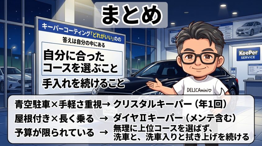 まとめ｜キーパーコーティング「どれがいい」の答えは自分の中にある