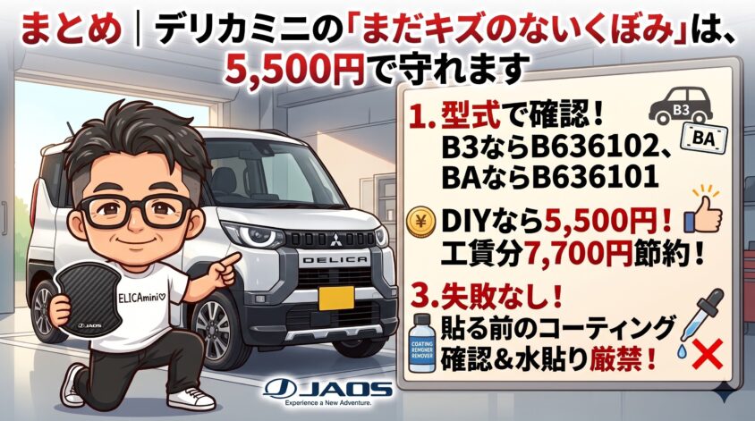 まとめ｜デリカミニの「まだキズのないくぼみ」は、5,500円で守れます