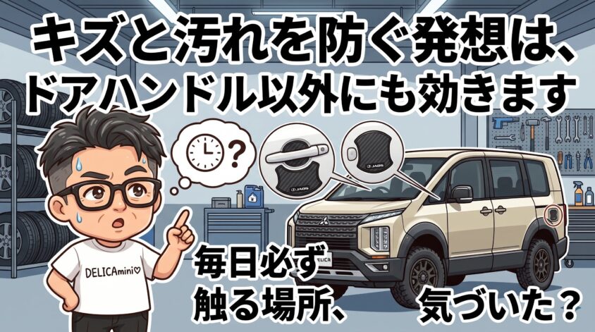 キズと汚れを防ぐ発想は、ドアハンドル以外にも効きます