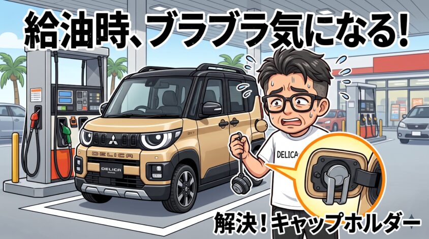 デリカミニ　給油口　ホルダー