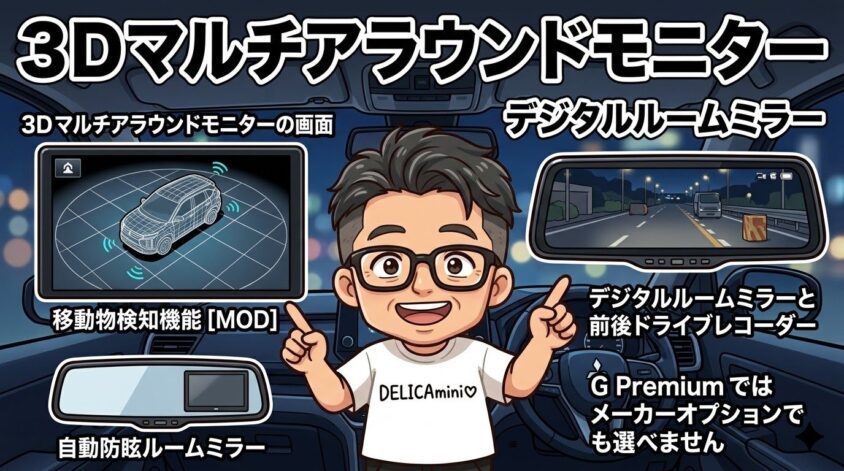 3Dマルチアラウンドモニターとデジタルルームミラー