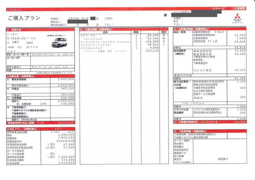 G Premium DELIMARU Package の見積もり
