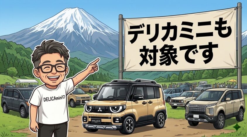対象車種に「デリカミニ」は明記されている