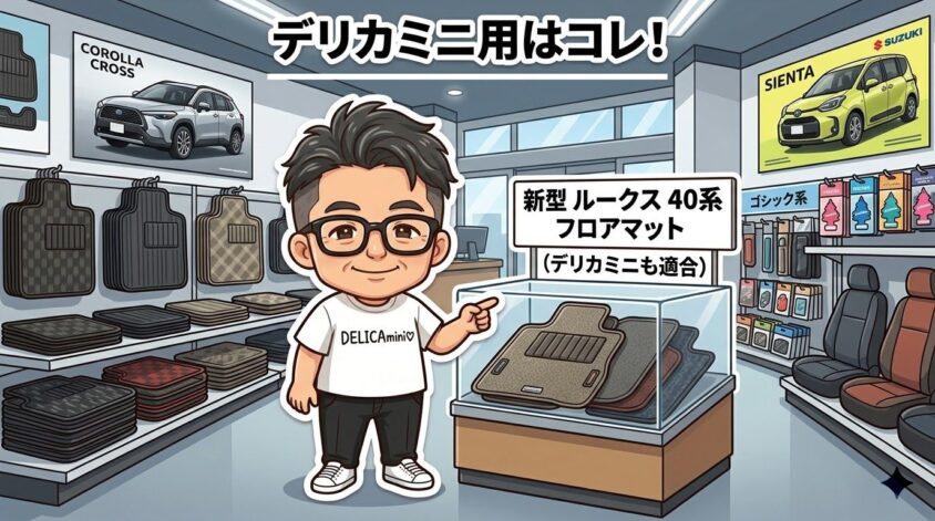デリカミニ用は「新型 ルークス 40系 フロアマット」の欄