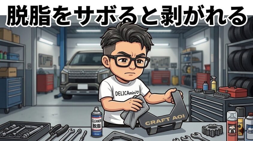脱脂をサボると剥がれる