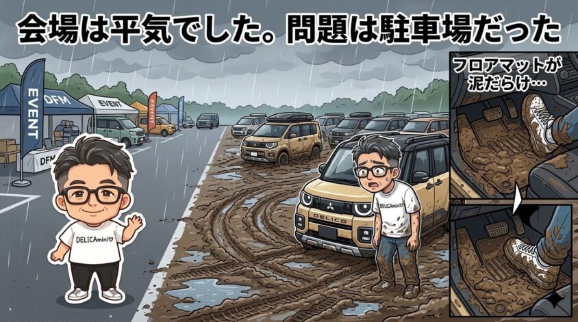 会場は平気でした。問題は駐車場だった