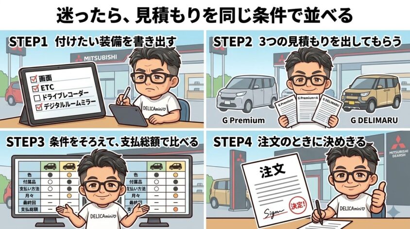 迷ったら、見積もりを同じ条件で並べる